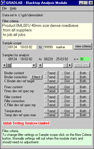 Gradlab Gds Blacktop Analysis Module - Screen shot